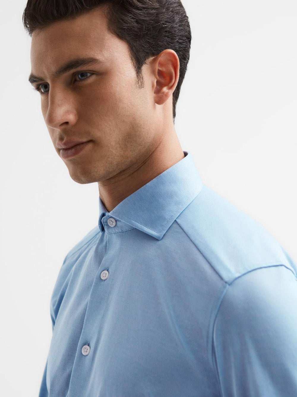 Reiss Shirts | Nate Cutaway Collar Jersey Slim Fit Shirt Navy - Men