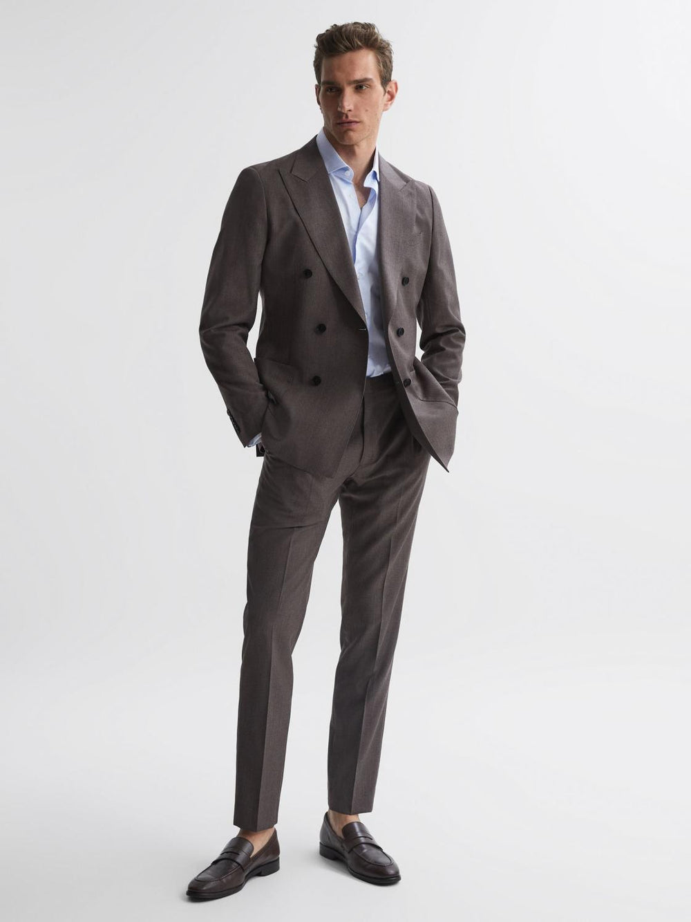 Reiss Shirts | Premote Slim Fit Cotton Cutaway Collar Shirt Soft Blue - Men