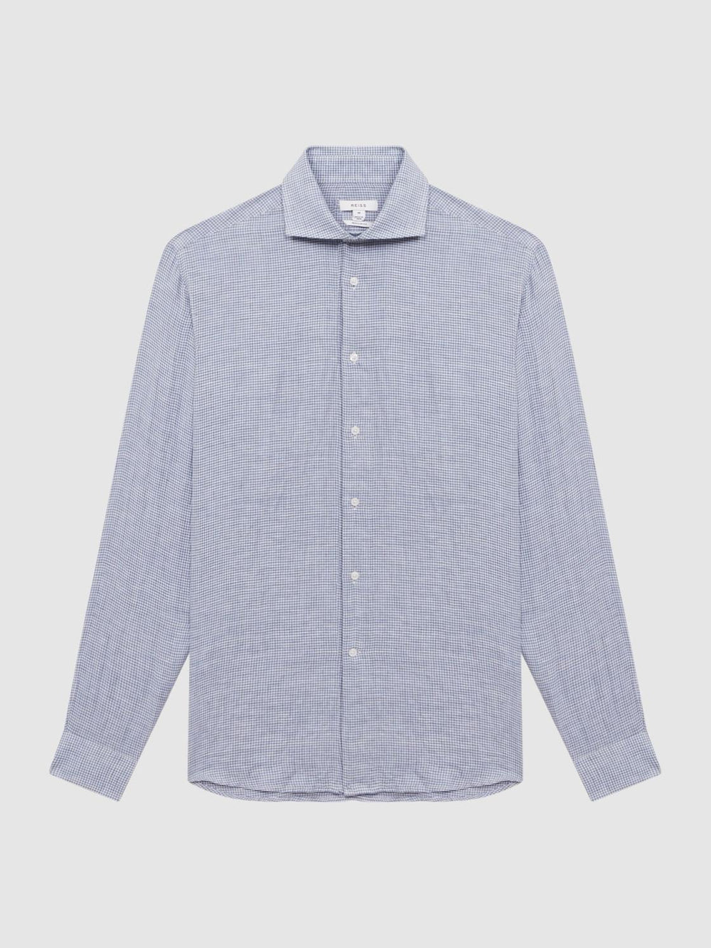 Reiss Shirts | Ruban Linen Puppytooth Shirt Blue/white - Men