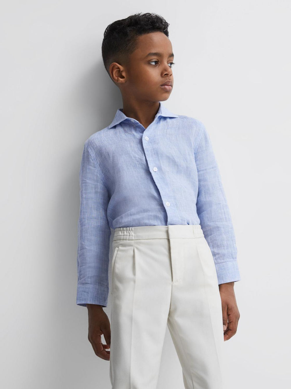 Reiss Shirts | Ruban Linen Regular Fit Shirt Soft Blue - Children