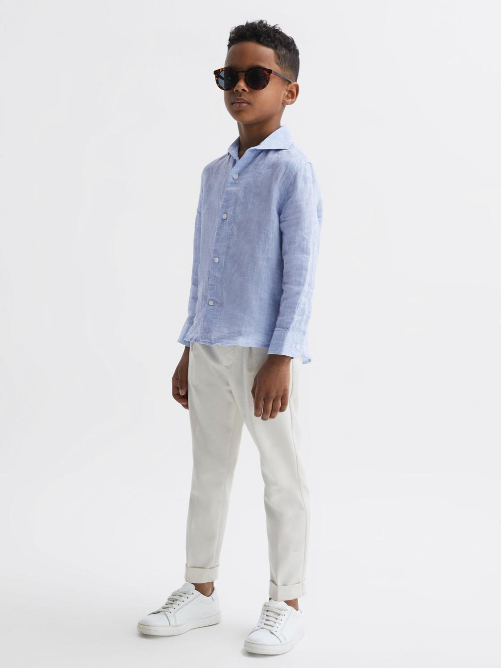 Reiss Shirts | Ruban Linen Regular Fit Shirt Soft Blue - Children