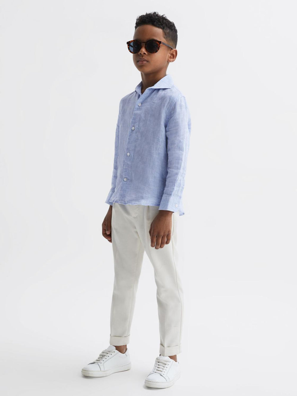 Reiss Shirts | Ruban Linen Regular Fit Shirt Soft Blue - Children