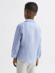 Reiss Shirts | Ruban Linen Regular Fit Shirt Soft Blue - Children
