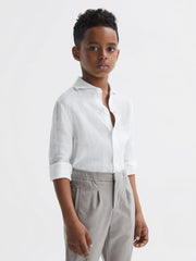 Reiss Shirts | Ruban Linen Regular Fit Shirt White - Children