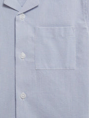 Reiss Shirts | Saka Cuban Collar Striped Short Sleeve Shirt Navy Stripe - Children