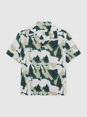 Reiss Shirts | Saxon Cuban Collar Short Sleeve Shirt Green - Children