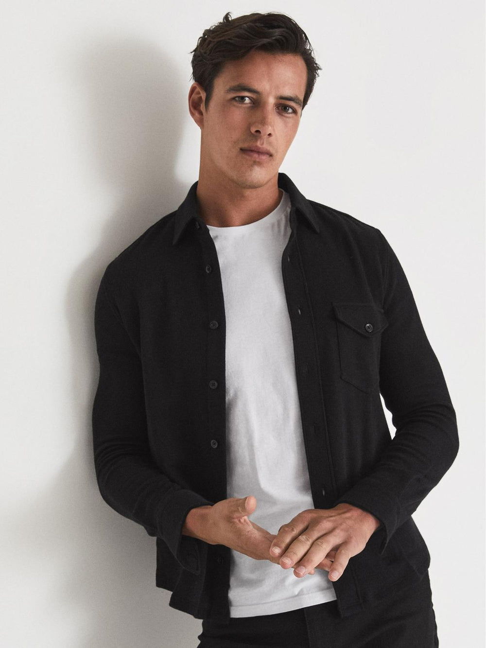 Reiss Shirts | Scott Cotton Wool Blend Overshirt Black - Men