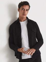 Reiss Shirts | Scott Cotton Wool Blend Overshirt Black - Men