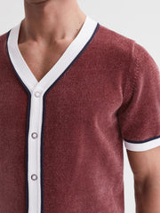 Reiss Shirts | Striker Chenille Press Stud V-Neck Shirt Black - Men