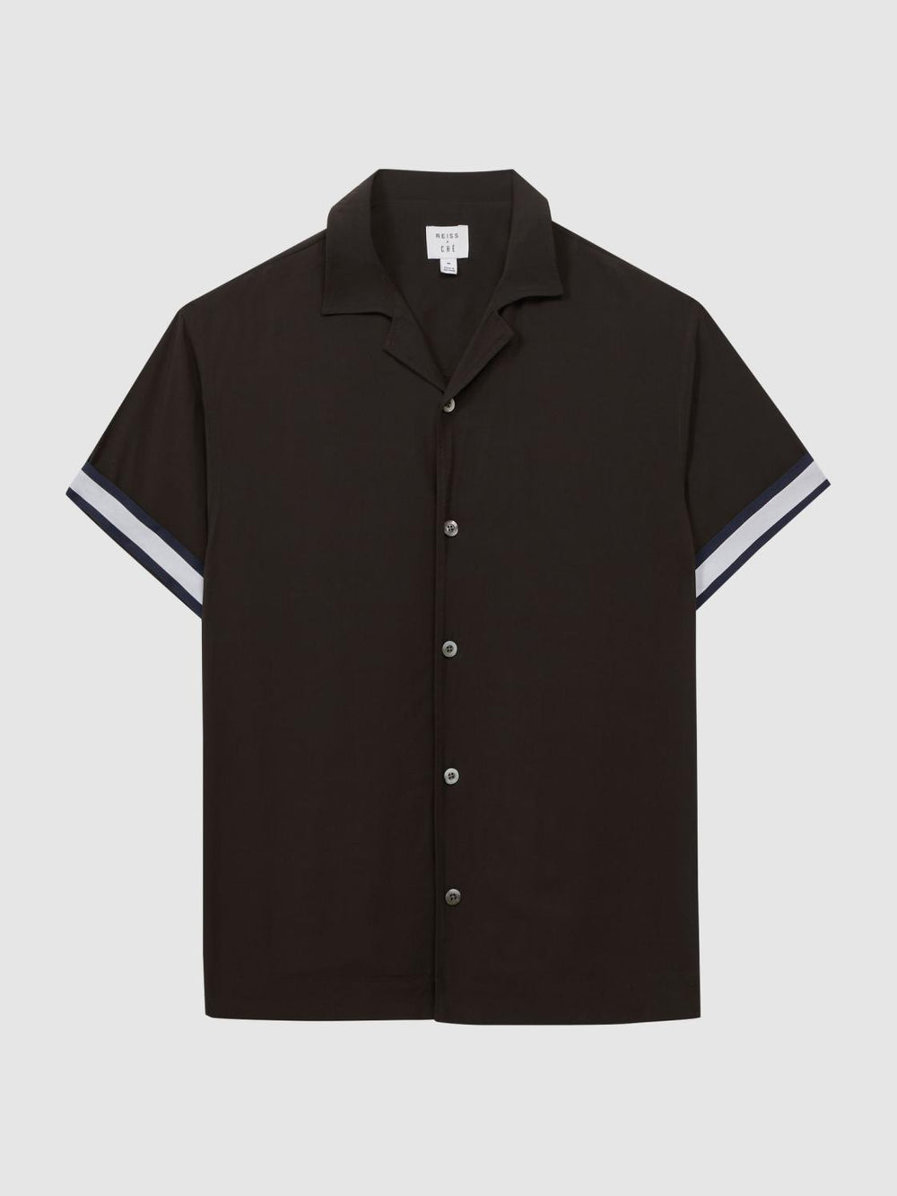 Reiss Shirts | Valbonne Reiss | Ché Contrast Cuff Cuban Collar Shirt Chocolate/navy - Men