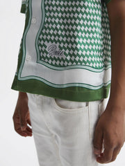 Reiss Shirts | Vanpelt Printed Cuban Collar Short Sleeve Shirt Green - Children