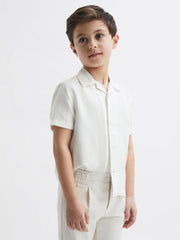 Reiss Shirts | Vitus Cuban Collar Ribbed Polo Ecru - Children