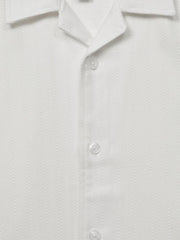 Reiss Shirts | Vitus Cuban Collar Ribbed Polo Ecru - Children