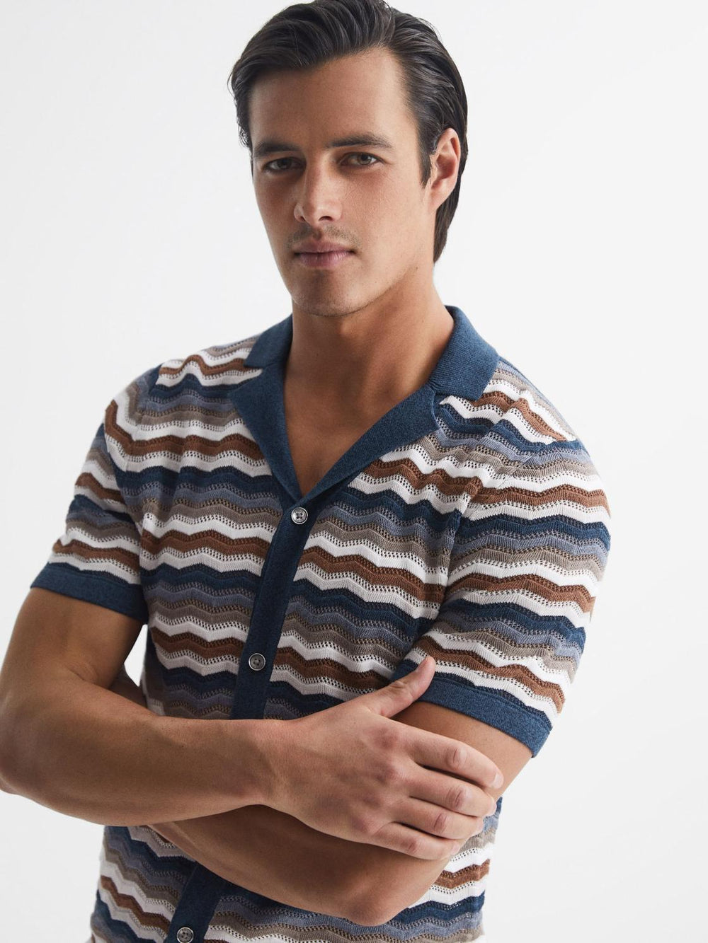 Reiss Shirts | Whiteley Cuban Collar Printed Shirt Multi - Men