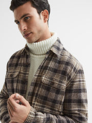 Reiss Shirts | Wilbur Paige Cotton Checked Overshirt Dark Hilside - Men