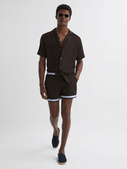 Reiss Shorts | Baller Reiss | Ché Elasticated Waist Contrast Swim Shorts Chocolate/navy - Men