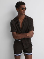 Reiss Shorts | Baller Reiss | Ché Elasticated Waist Contrast Swim Shorts Chocolate/navy - Men
