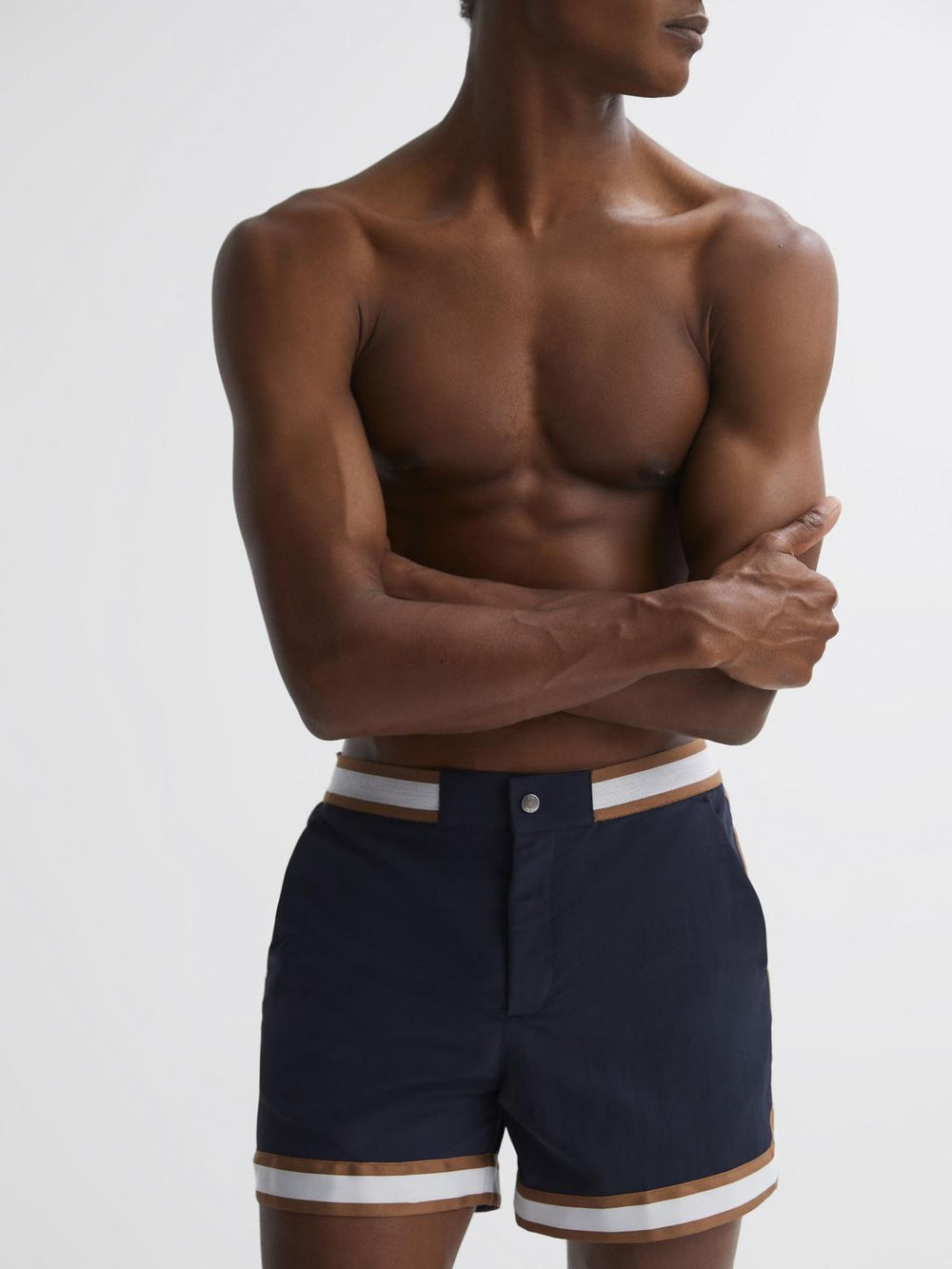 Reiss Shorts | Baller Reiss | Ché Elasticated Waist Contrast Swim Shorts Navy/tobacco - Men