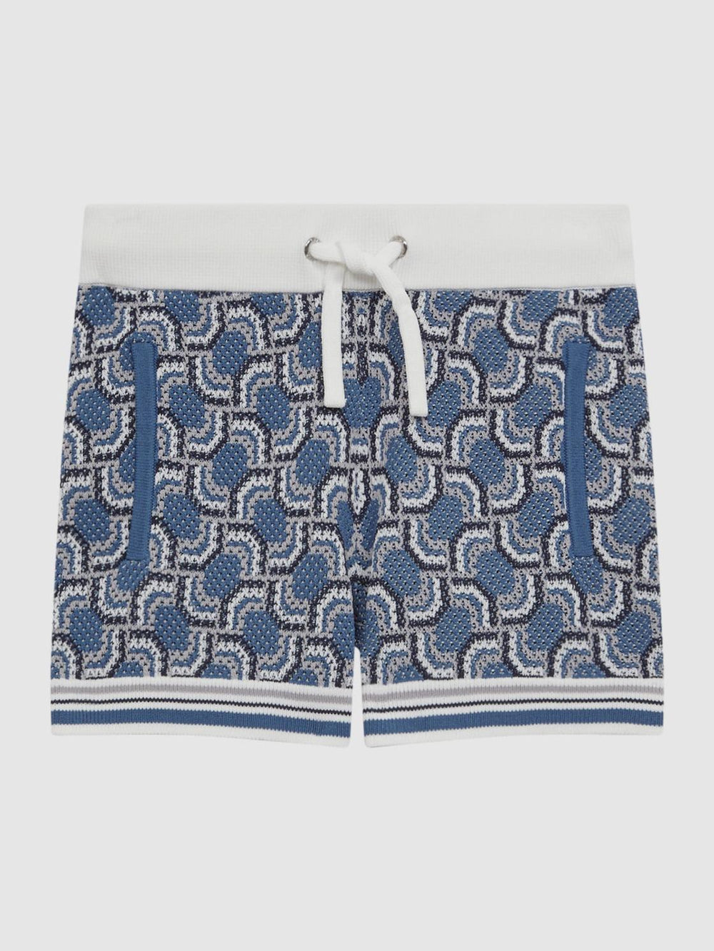 Reiss Shorts | Bloom Knitted Patterned Drawstring Shorts Blue - Children