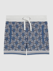Reiss Shorts | Bloom Knitted Patterned Drawstring Shorts Blue - Children