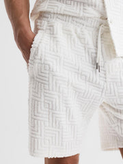 Reiss Shorts | Brooklyn Terry Towelling Drawstring Shorts White - Men
