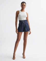 Reiss Shorts | Carly Paige High Rise Belted Denim Shorts Baltimore - Women