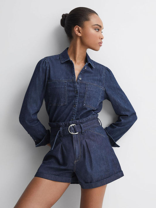 Reiss Shorts | Carly Paige High Rise Belted Denim Shorts Baltimore - Women