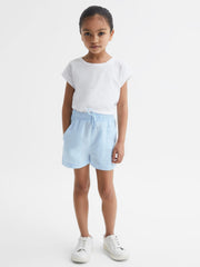 Reiss Shorts | Cleo Linen Drawstring Shorts Ice Blue - Children