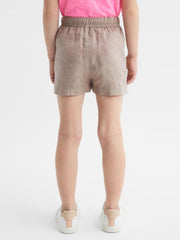 Reiss Shorts | Cleo Linen Drawstring Shorts Mink - Children