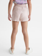 Reiss Shorts | Cleo Linen Drawstring Shorts Soft Pink - Children