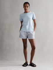 Reiss Shorts | Cleo Linen High Rise Drawstring Shorts Blue - Women