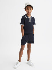 Reiss Shorts | Colton Side Stripe Drawstring Shorts Navy - Children
