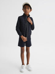 Reiss Shorts | Colton Side Stripe Drawstring Shorts Navy - Children