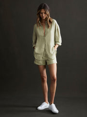 Reiss Shorts | Demi Linen High Rise Garment Dyed Shorts Green - Women