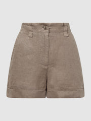 Reiss Shorts | Demi Linen High Rise Garment Dyed Shorts Mink - Women