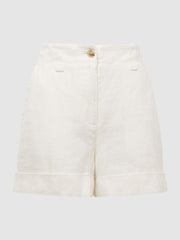 Reiss Shorts | Demi Linen High Rise Garment Dyed Shorts White - Women