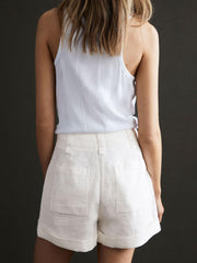 Reiss Shorts | Demi Linen High Rise Garment Dyed Shorts White - Women