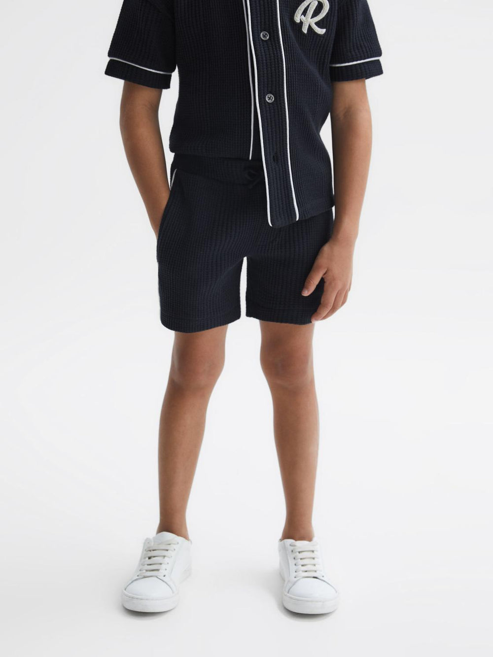 Reiss Shorts | Dexter Textured Drawstring Shorts Navy - Children