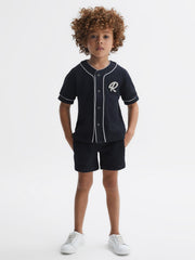 Reiss Shorts | Dexter Textured Drawstring Shorts Navy - Children