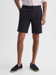 Reiss Shorts | Ezra Cotton-Linen Blend Shorts Navy - Men
