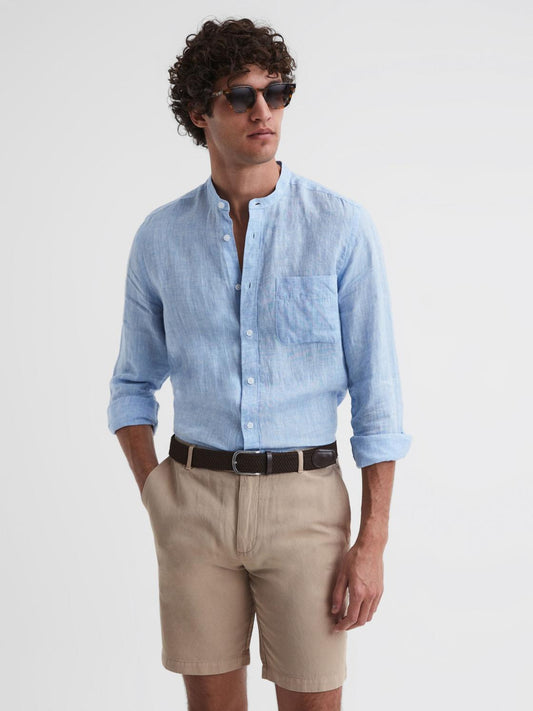 Reiss Shorts | Ezra Cotton-Linen Blend Shorts Navy - Men