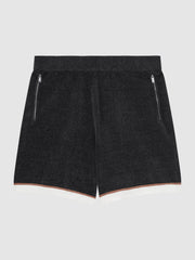 Reiss Shorts | Fielder Relaxed Fit Elasticated Chenille Shorts Black - Men