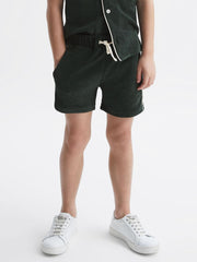 Reiss Shorts | Fredericks Towelling Drawstring Shorts Green - Children