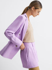 Reiss Shorts | Hollie Linen Pleat Front Shorts Lilac - Women