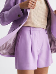 Reiss Shorts | Hollie Linen Pleat Front Shorts Lilac - Women