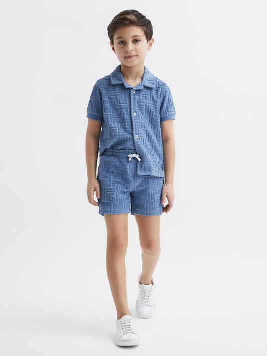 Reiss Shorts | Miami Terry Towelling Shorts Airforce Blue - Children