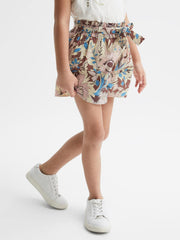 Reiss Shorts | Noah Elasticated Waist Printed Shorts Lilac - Children