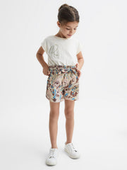 Reiss Shorts | Noah Elasticated Waist Printed Shorts Lilac - Children