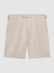 Reiss Shorts | Path Cotton-Linen Blend Chino Shorts Stone - Men