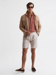 Reiss Shorts | Path Cotton-Linen Blend Chino Shorts Stone - Men